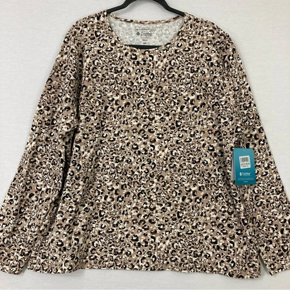 New Coolibar Leopard Print Stretch Sun Protection 50 UPF+ Pullover Top XXL - Picture 1 of 8